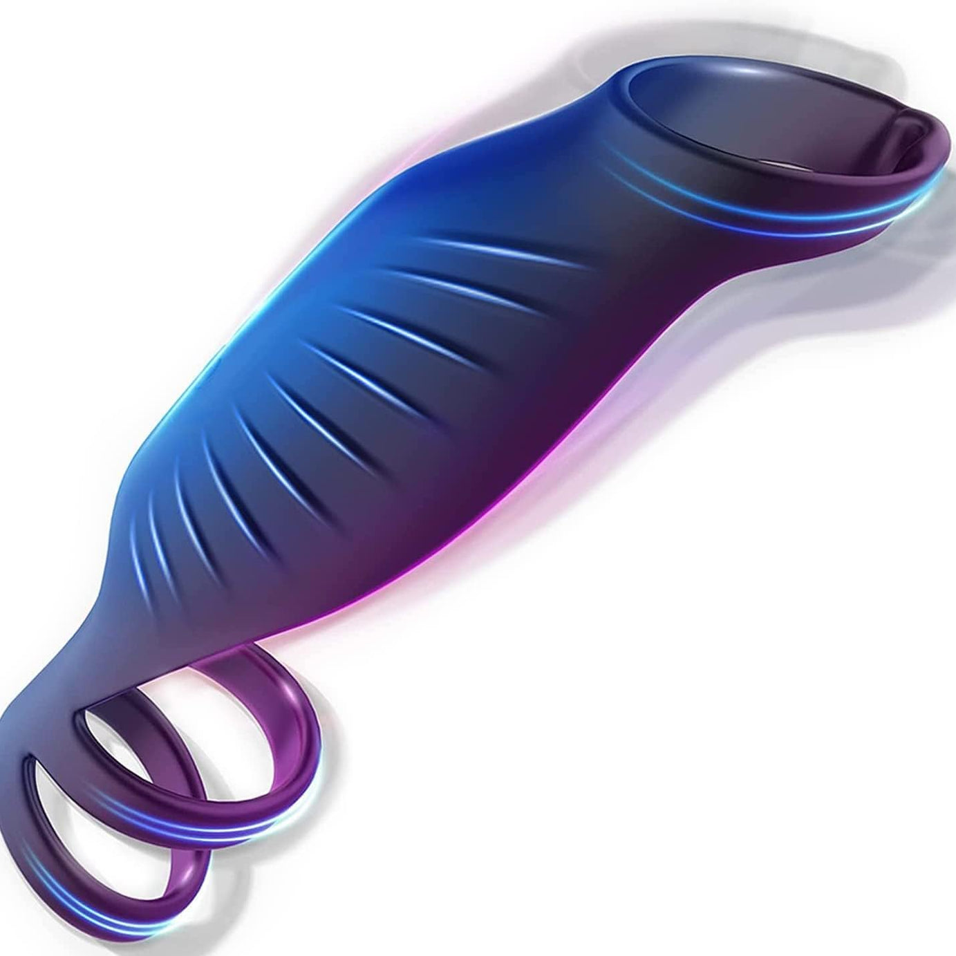 Vibrating Triple Cock Ring, Stretchy Penis Ring Couple Vibrator with 9 Vibration Modes Sleeve Extender