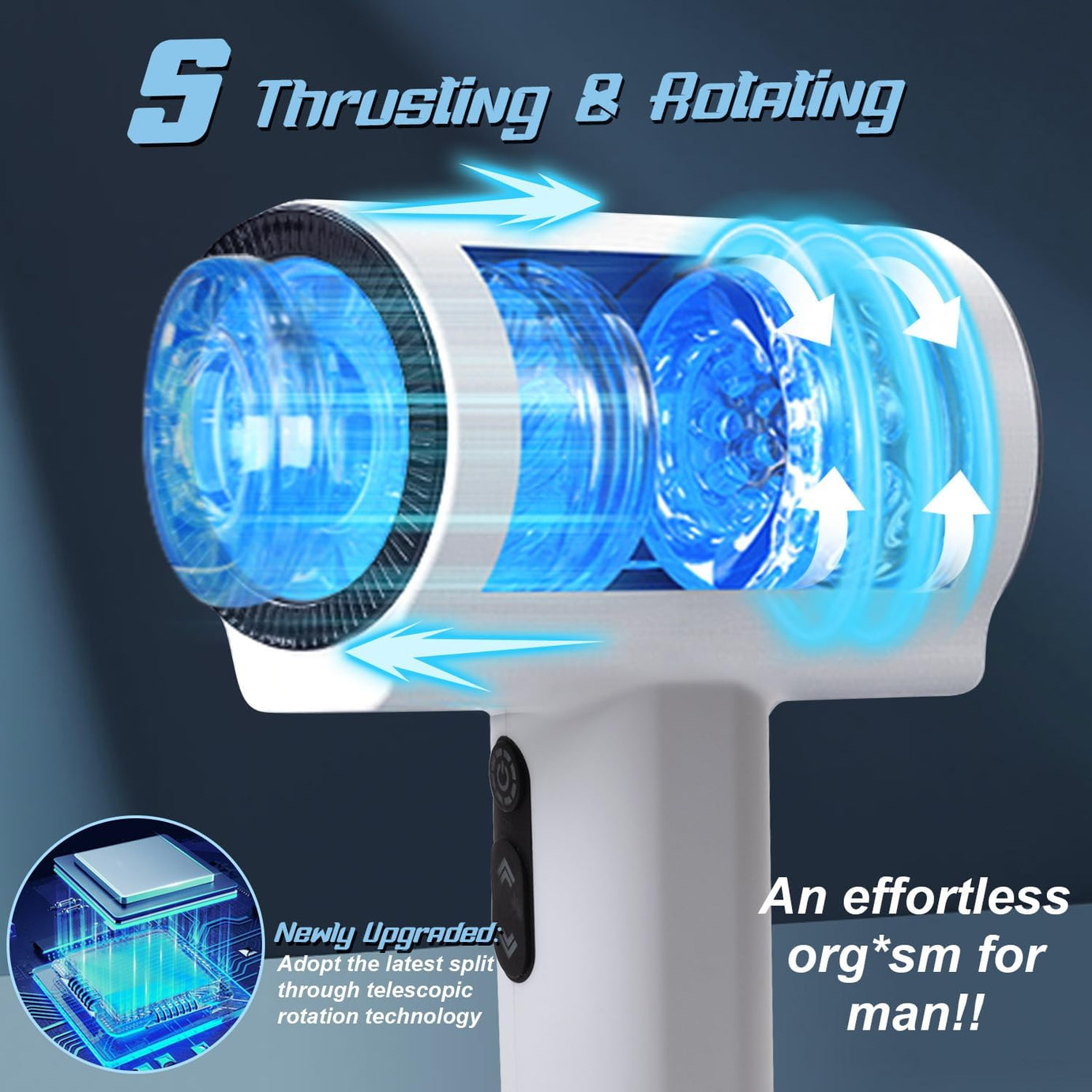 LCD Automatic Male Masturbator Telescopic Rotation with 7 Rotating Features - Free Shipping