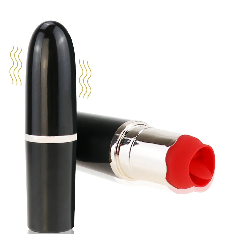 Powerful Double clit and Vagina Stimulation Licking Lipstick Massage Toy