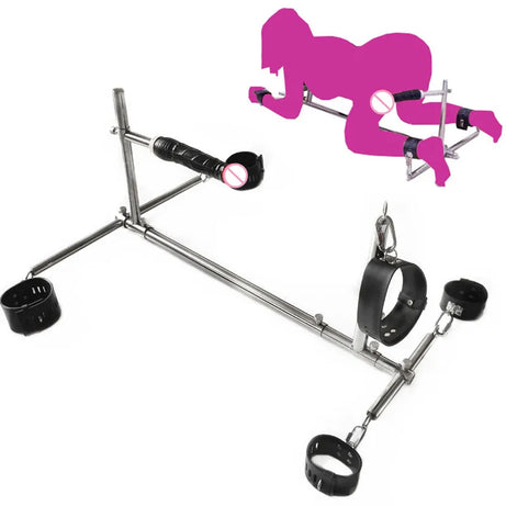 Stainless Steel Spreader Bar Rack Set Hand Ankle Collar Cuffs Restraint Plug SM