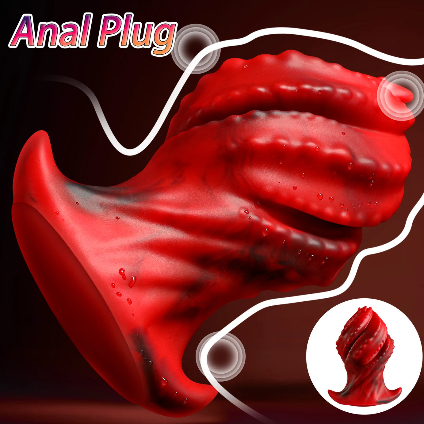 Plug anal énorme femelle ou mâle rouge avec silicone liquide doux pour le plaisir anal du point G et de la prostate