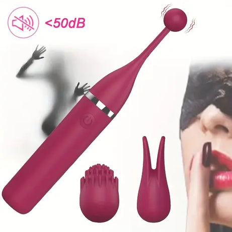 Mini High Frequency Vibrator for G Spot and Clitoris Stimulation 10 Speed Three Replaceable Heads