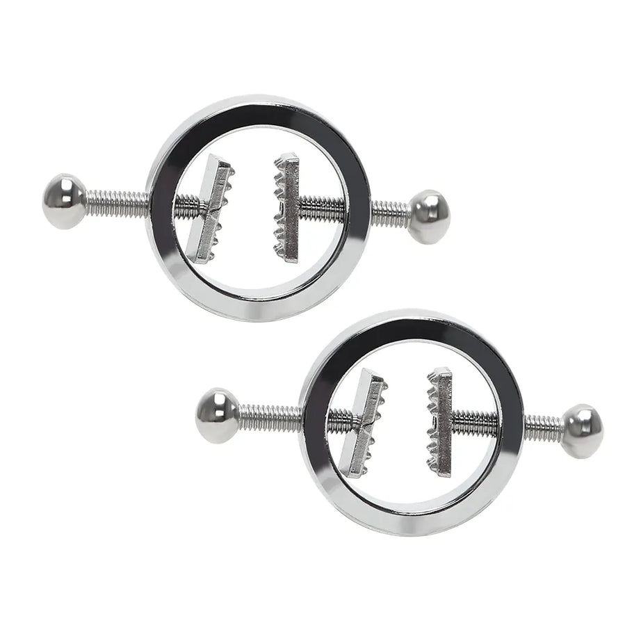 1 Pair of Adjustable Round Non-Piercing Nipple Surgical Steel Nipple Breast Clamps