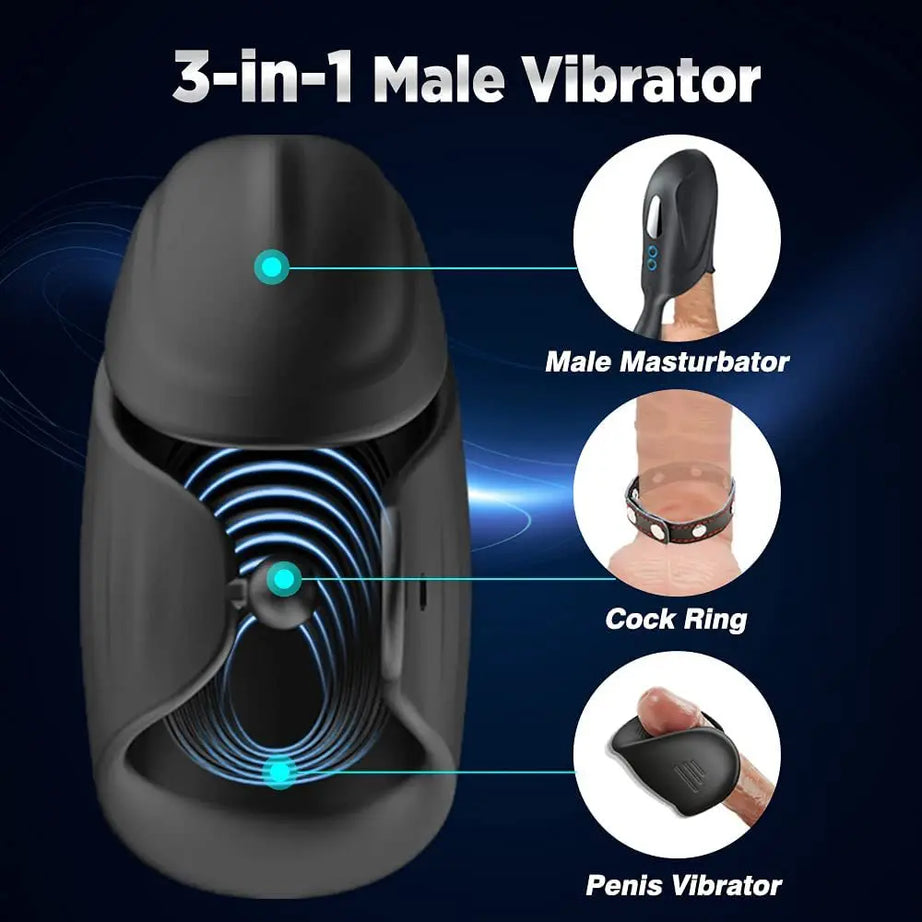 Male Masturbator Penis Trainer - Vibrating Male Sex Toys Penis Delay Ejaculation