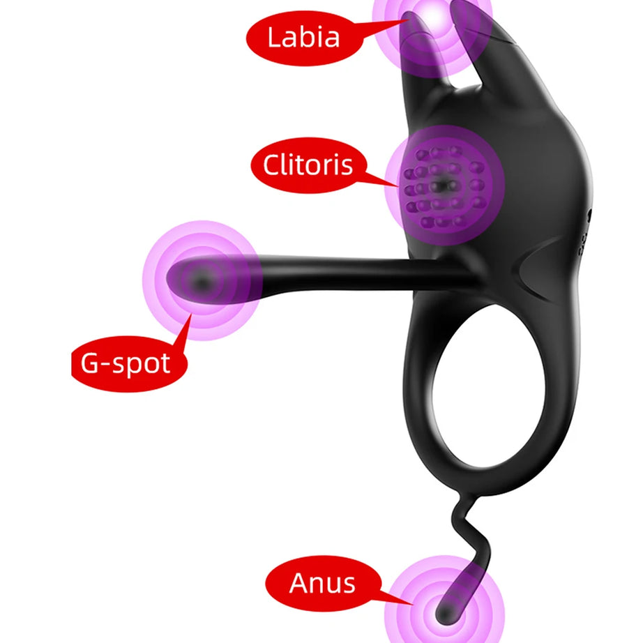 Vibrating Cock Ring for Men Ejaculation Delay Male Erectile Penis Ring G-Spot Clitoris Anal Stimulator