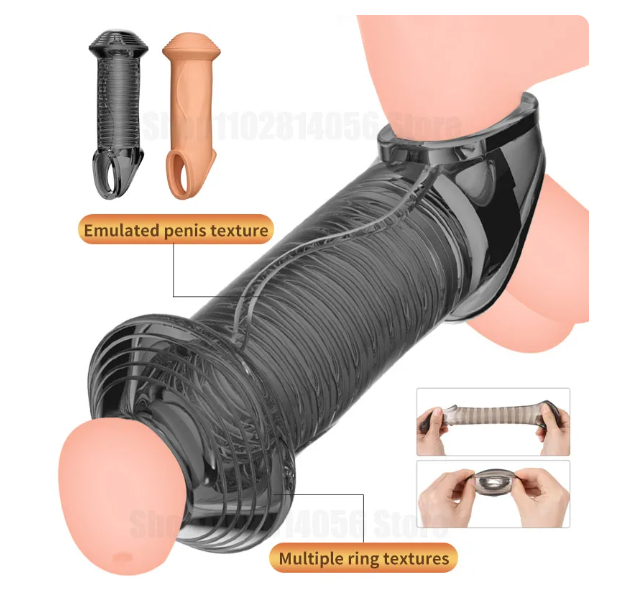 Enlargement Glans and Extender Cock Sleeve Male Foreskin Corrector Helping Male ED or erectile dysfunction