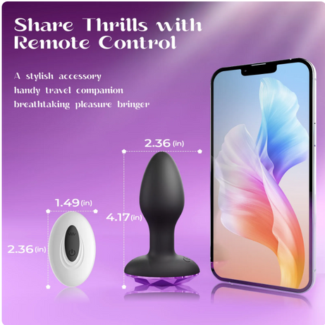 Women's Butt Plug Remote Control 360 Rotating action Silicone