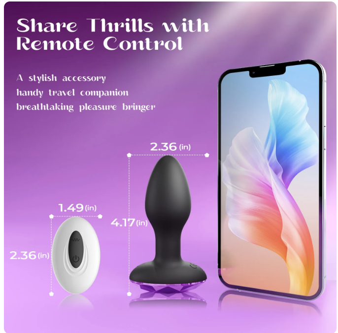 Women's Butt Plug Remote Control 360 Rotating action Silicone