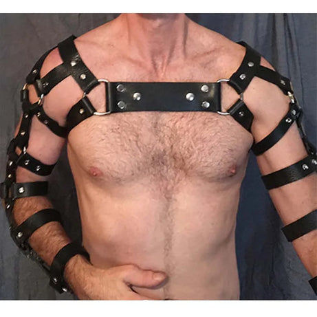 Gay Body Harness Adjustable with faux leather chest, Belt and Harness Straps