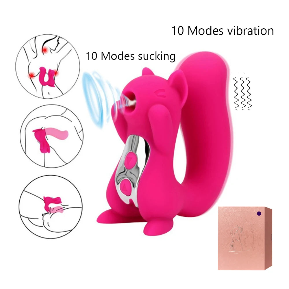 Jouets sexuels mignons de petit écureuil pour femmes, ventouse de téton à 10 modèles, jouet d'écureuil suceur G pour hommes et femmes, produit adulte de succion de sein passionné de Cunnilingus